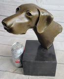 Weimaraner Vizsla Dog Bronze Bust Sculpture Statue Home Decor Figurine on Marble Base