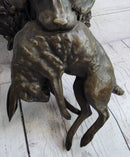 Hanging Wall Mounted Bronze Sculpture of Retriever Dog with Rabbit in Mouth 12" x 17"
