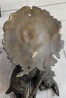 Hanging Wall Mounted Bronze Sculpture of Retriever Dog with Rabbit in Mouth 12" x 17"