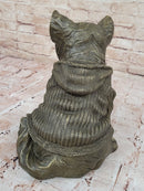 Cute Chihuahua Dog in Hooded Sweater Bronze Sculpture Figurine Statue Hot Cast