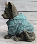 Chihuahua Puppy Dog Wearing Blue Sweater Bronze Metal Figurine Sculpture Decor
