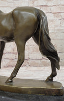 Show Horse Mare Hot Cast Bronze Statue Sculpture Equestrian Decor on Marble Base