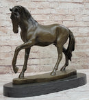Show Horse Mare Hot Cast Bronze Statue Sculpture Equestrian Decor on Marble Base