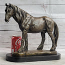 Clydesdale Horse Pony Bronze Metal Sculpture Statue Figure Decor on Marble Base