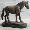 Clydesdale Horse Pony Bronze Metal Sculpture Statue Figure Decor on Marble Base