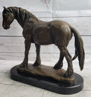 Clydesdale Horse Pony Bronze Metal Sculpture Statue Figure Decor on Marble Base