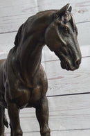 Clydesdale Horse Pony Bronze Metal Sculpture Statue Figure Decor on Marble Base