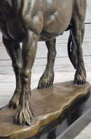 Clydesdale Horse Pony Bronze Metal Sculpture Statue Figure Decor on Marble Base