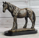 Clydesdale Horse Pony Bronze Metal Sculpture Statue Figure Decor on Marble Base