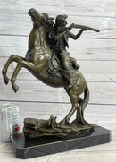 Western Cowboy Firing Rifle from Horseback Bronze Statue Sculpture Original Art 14" x 12"