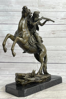 Western Cowboy Firing Rifle from Horseback Bronze Statue Sculpture Original Art 14" x 12"