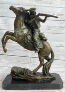 Western Cowboy Firing Rifle from Horseback Bronze Statue Sculpture Original Art 14" x 12"