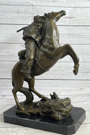Western Cowboy Firing Rifle from Horseback Bronze Statue Sculpture Original Art 14" x 12"