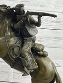Western Cowboy Firing Rifle from Horseback Bronze Statue Sculpture Original Art 14" x 12"