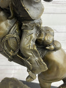 Western Cowboy Firing Rifle from Horseback Bronze Statue Sculpture Original Art 14" x 12"