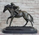Jockey Equestrian Horse Race Bronze Sculpture Statue Figure Original Signed Art