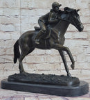 Jockey Equestrian Horse Race Bronze Sculpture Statue Figure Original Signed Art