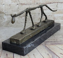 Abstract Cat Bronze Statue Sculpture by Alberto Giacometti Marble Base 6" x 15"