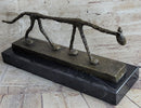 Abstract Cat Bronze Statue Sculpture by Alberto Giacometti Marble Base 6" x 15"
