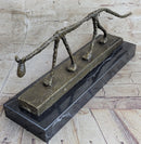 Abstract Cat Bronze Statue Sculpture by Alberto Giacometti Marble Base 6" x 15"