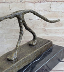 Abstract Cat Bronze Statue Sculpture by Alberto Giacometti Marble Base 6" x 15"