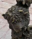 Eagles & Bear Hunting Fish Original Bronze Sculpture Statue Art by Milo on Marble Base