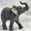 Indian Elephant Bronze Metal Figurine Sculpture Decor Signed Original 8.5" x 12"