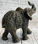 Indian Elephant Bronze Metal Figurine Sculpture Decor Signed Original 8.5" x 12"
