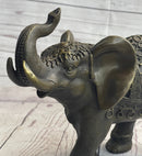 Indian Elephant Bronze Metal Figurine Sculpture Decor Signed Original 8.5" x 12"