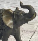 Indian Elephant Bronze Metal Figurine Sculpture Decor Signed Original 8.5" x 12"