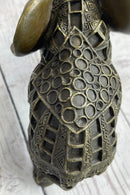 Indian Elephant Bronze Metal Figurine Sculpture Decor Signed Original 8.5" x 12"