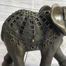 Indian Elephant Bronze Metal Figurine Sculpture Decor Signed Original 8.5" x 12"