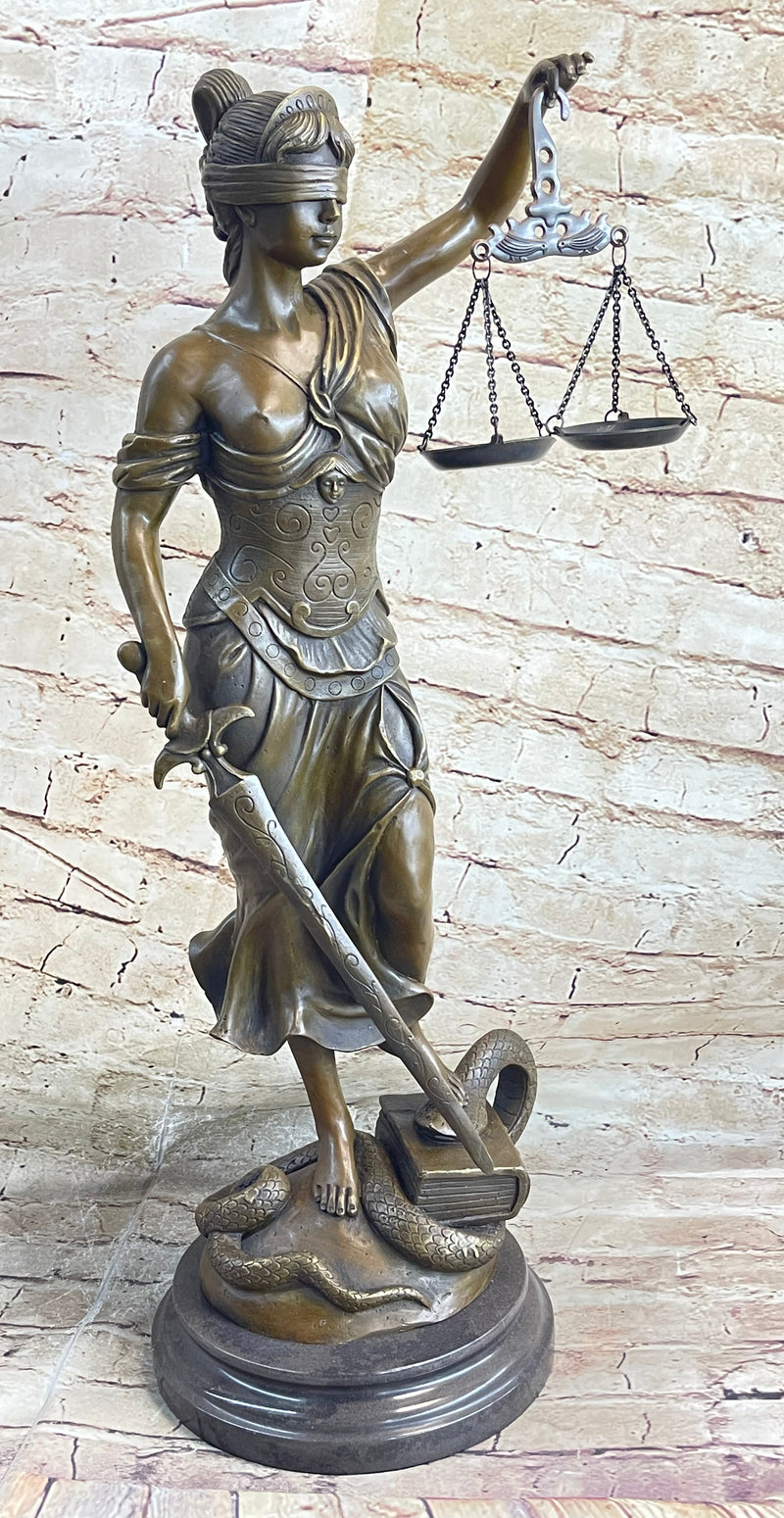 23'' Tall Blind Justice Graduation Gift Lawyer Student Bronze Sculpture Figurine