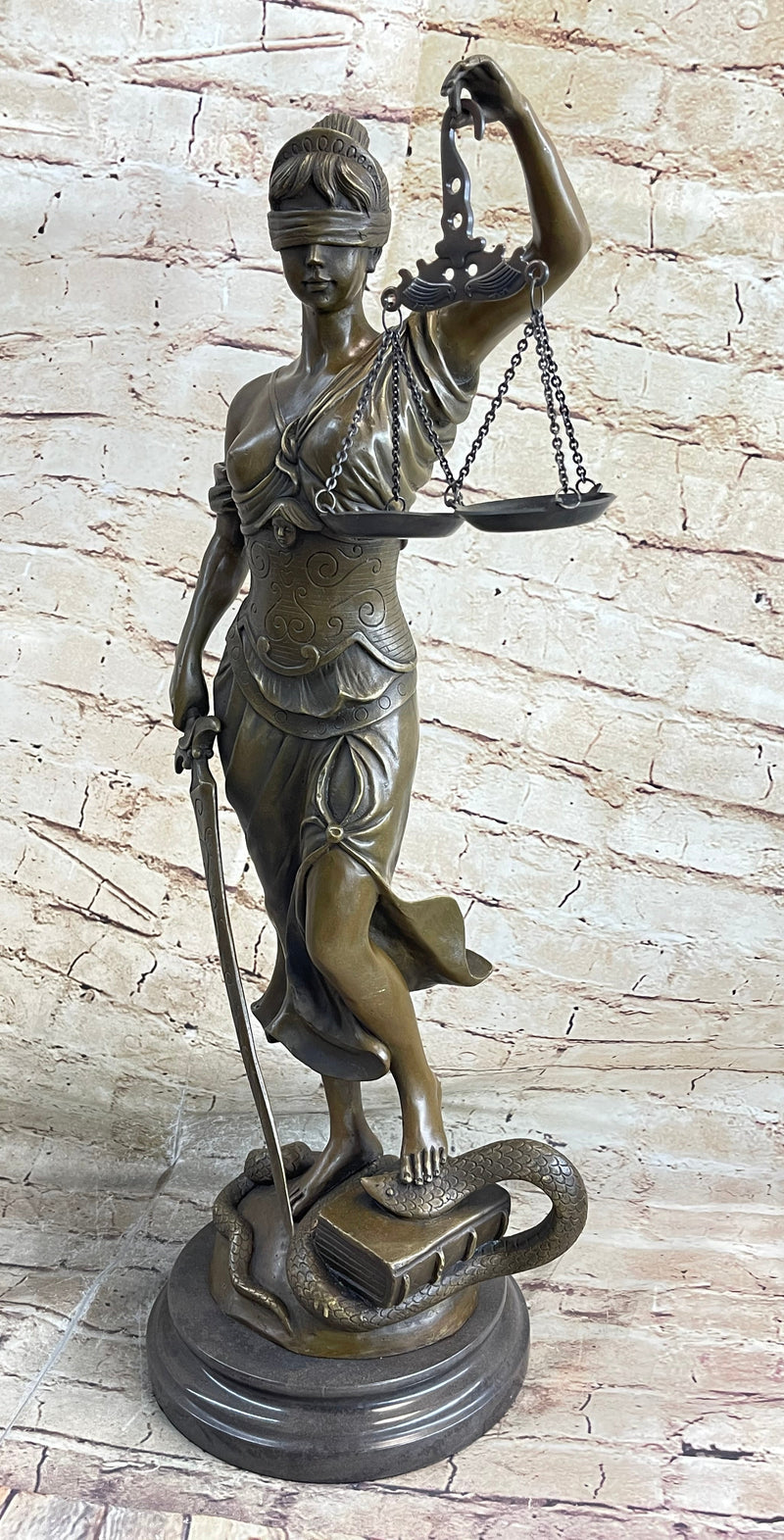 23'' Tall Blind Justice Graduation Gift Lawyer Student Bronze Sculpture Figurine