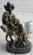 Signed Original Fisher Victorian Girl Holding Dog Bronze Sculpture Statue Decor