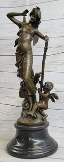 Art Deco Butterfly Angel Nymph Fairy Fantasy Art Collector Bronze Marble Base