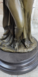 Handmade Elegant Female Nude Cherub Child Mother & Angel Bronze Marble Statue