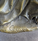 Handmade Elegant Female Nude Cherub Child Mother & Angel Bronze Marble Statue