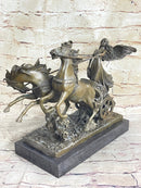 Nike Driving Chariot with Horses Bronze Sculpture Figurine Figure Decor