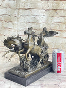Nike Driving Chariot with Horses Bronze Sculpture Figurine Figure Decor