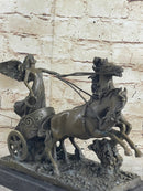 Nike Driving Chariot with Horses Bronze Sculpture Figurine Figure Decor
