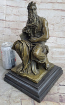 Michelangelo's Moses Bronze Statue Sculpture Figure Jewish Biblical Decor 13" x 7"