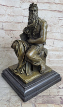 Michelangelo's Moses Bronze Statue Sculpture Figure Jewish Biblical Decor 13" x 7"