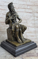 Michelangelo's Moses Bronze Statue Sculpture Figure Jewish Biblical Decor 13" x 7"