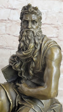 Michelangelo's Moses Bronze Statue Sculpture Figure Jewish Biblical Decor 13" x 7"
