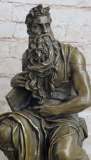Michelangelo's Moses Bronze Statue Sculpture Figure Jewish Biblical Decor 13" x 7"