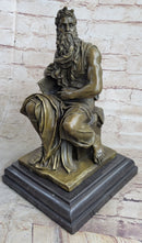 Michelangelo's Moses Bronze Statue Sculpture Figure Jewish Biblical Decor 13" x 7"
