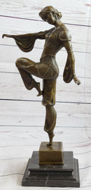 Bronze Marble Base Statue Dancer Vintage Theatre Signed Chiparus Drama Opera Art