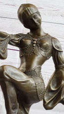 Bronze Marble Base Statue Dancer Vintage Theatre Signed Chiparus Drama Opera Art