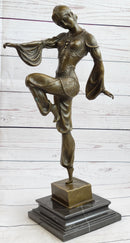 Bronze Marble Base Statue Dancer Vintage Theatre Signed Chiparus Drama Opera Art